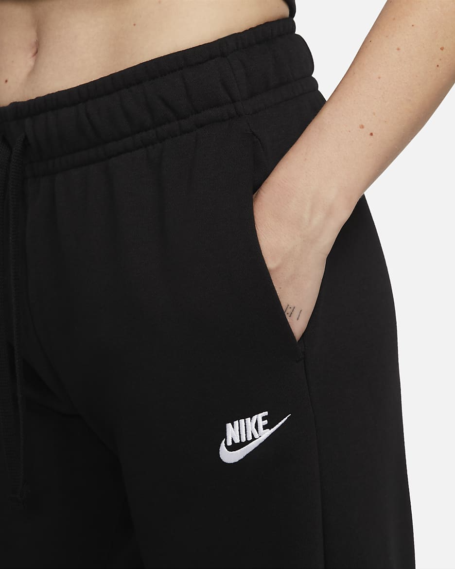 Pants de entrenamiento de piernas anchas de tiro medio para mujer Nike Sportswear Club Fleece. Nike MX